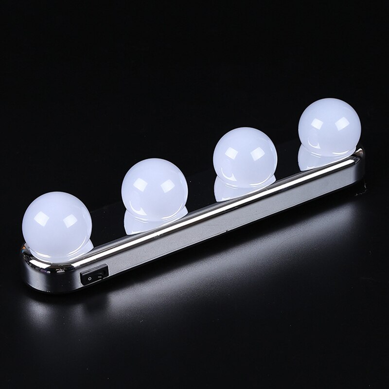 Soft And Natural Light Portable Led Mirror Light Four Bulbs Mirror Headlights Suction Cup Makeup Selfie Photo Studio Lamp Makeup