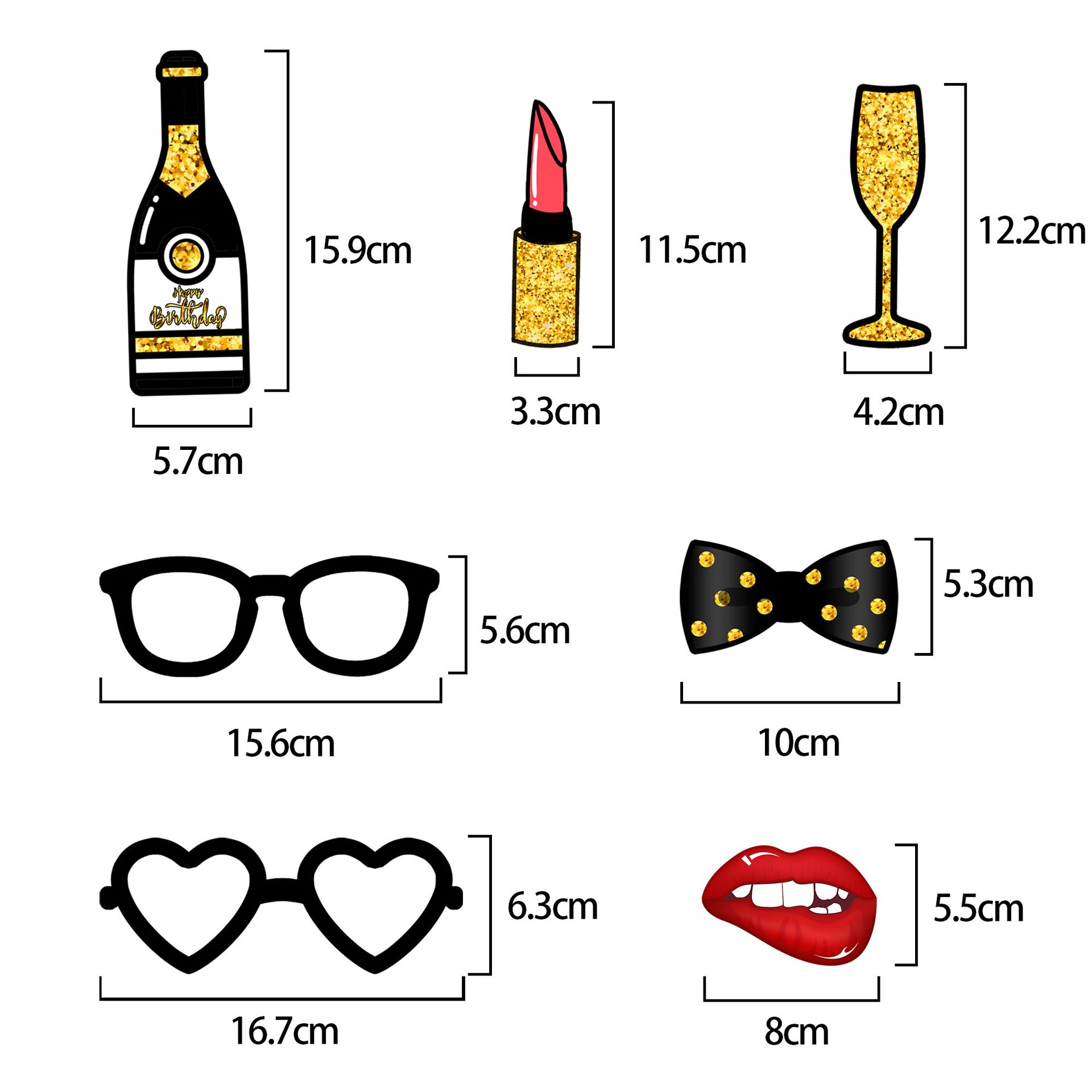 12 Stks/set Zwarte Goud 18 30 40 50 60 Gelukkige Verjaardag Photo Booth Prop Volwassen Verjaardagsfeestje Decoratie Man Vrouw diy Photobooth