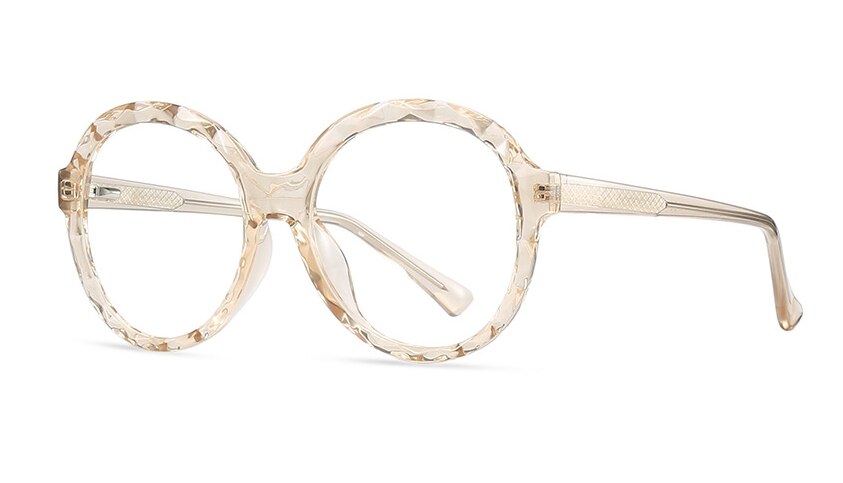 Lunettes en plastique titane pour femmes, monture ronde en cristal, coupe optique, à la , pour ordinateur, 47341: C4 champagne