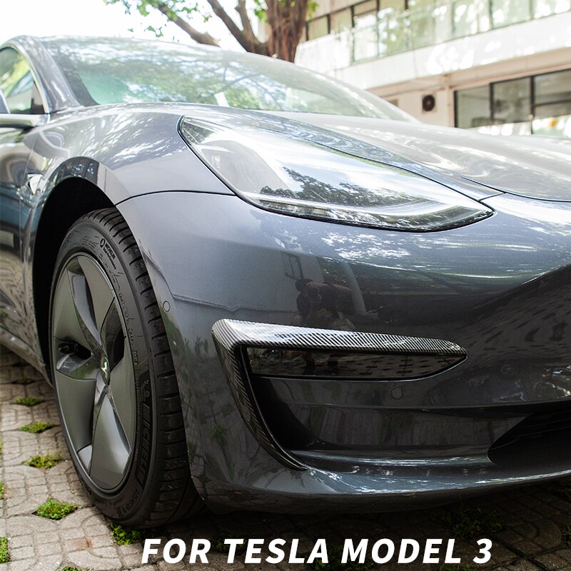 Heenvn framklinga för tesla modell 3 tillbehör abs kolfiber svart vit biltillbehör modell 3 modell tre