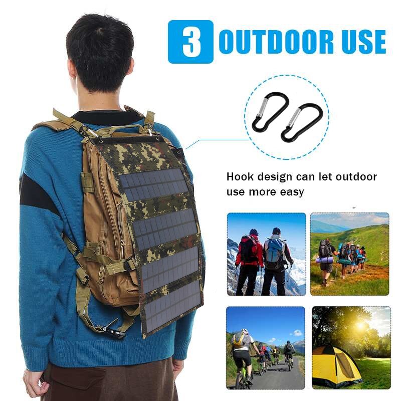 Sun power 50W 5V Foldable Solar Panel Solar Cells Folding Pack 10 in1 USB Cable Portable Solar Battery Charger for Phone Camping