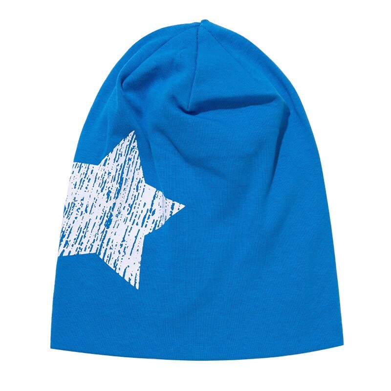 Baby bomull hatt street dance hip hop hatt barn stickad stor stjärna hatt höst vinter mjuk varma pojkar flickor mössa mössa: Blå
