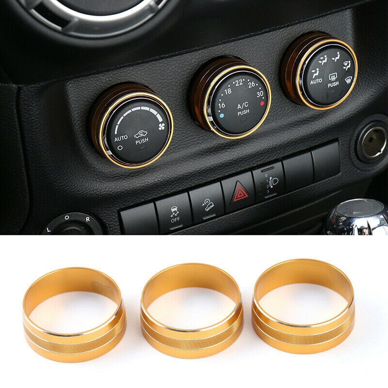 3x guld air condition switch cover trim til jeep wrangler jk kompas patriot