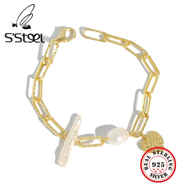 S'STEEL Bracelets 925 Sterling Silver For Women Pearls Party Charms Gold Chaim Beacelet Pulseras Mujer Bracelet Femme Jewelry