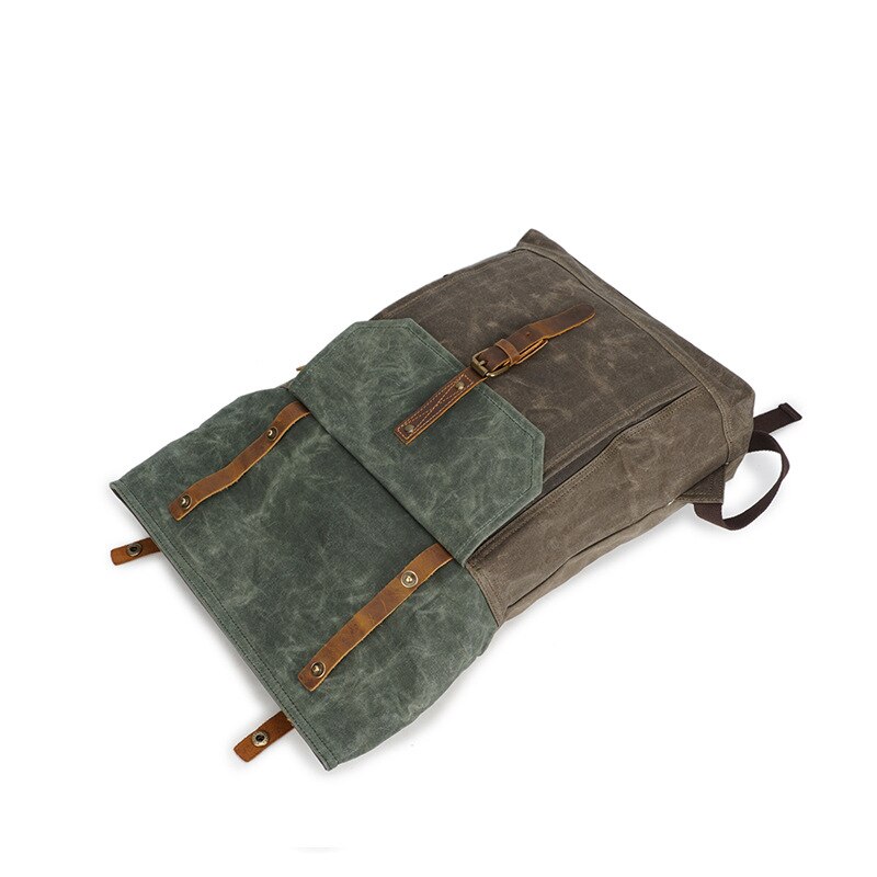 Sac à dos Vintage en toile cirée à l&#39;huile, sac d&#39;école pour adolescent, sacs de jour de voyage imperméables pour ordinateur portable 14 pouces, sac à dos hommes/femmes