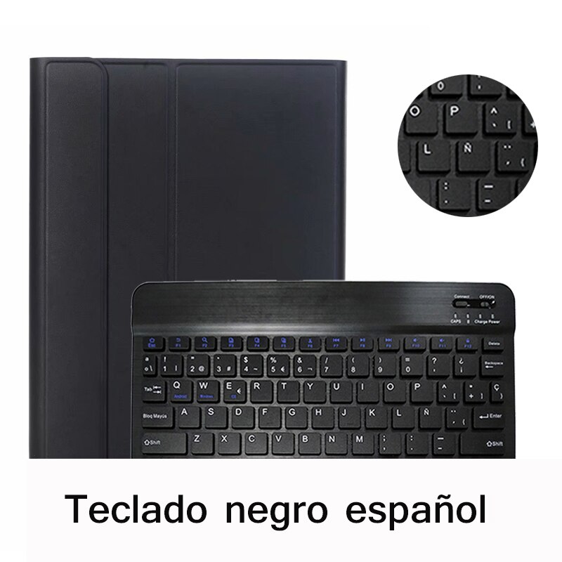 Slim Coque for iPad mini mini 5 Keyboard Case A2133 A2124 Russian Spanish Language Keyboard Cover for iPad mini 5 Case: Spanish Black