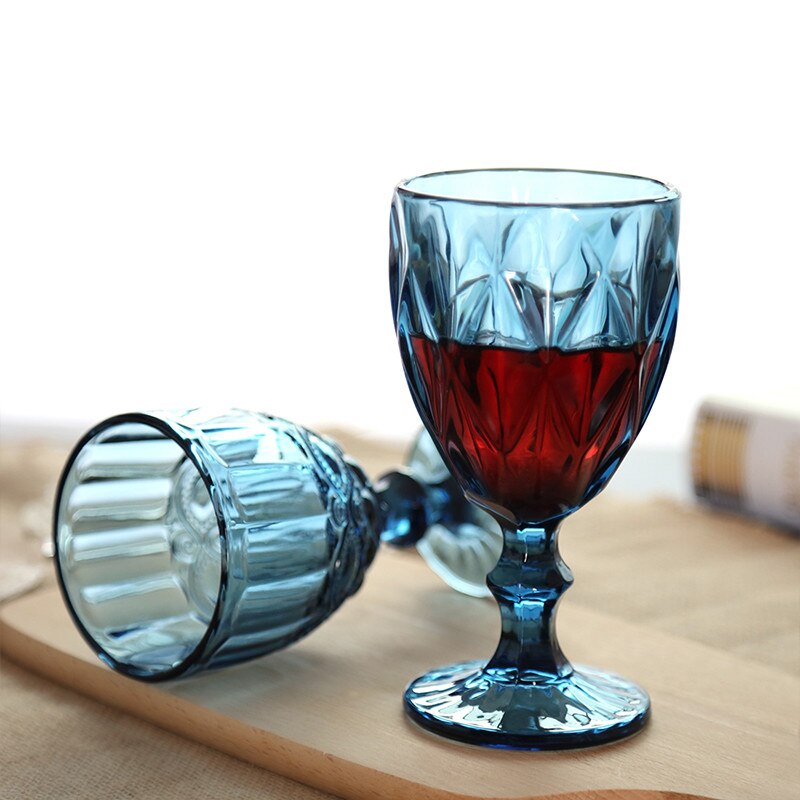 4 st/set multicolor ristade röda vinglas retro präglade whiskykoppar bröllopsfest champagne flöjter bar restaurang drinkware