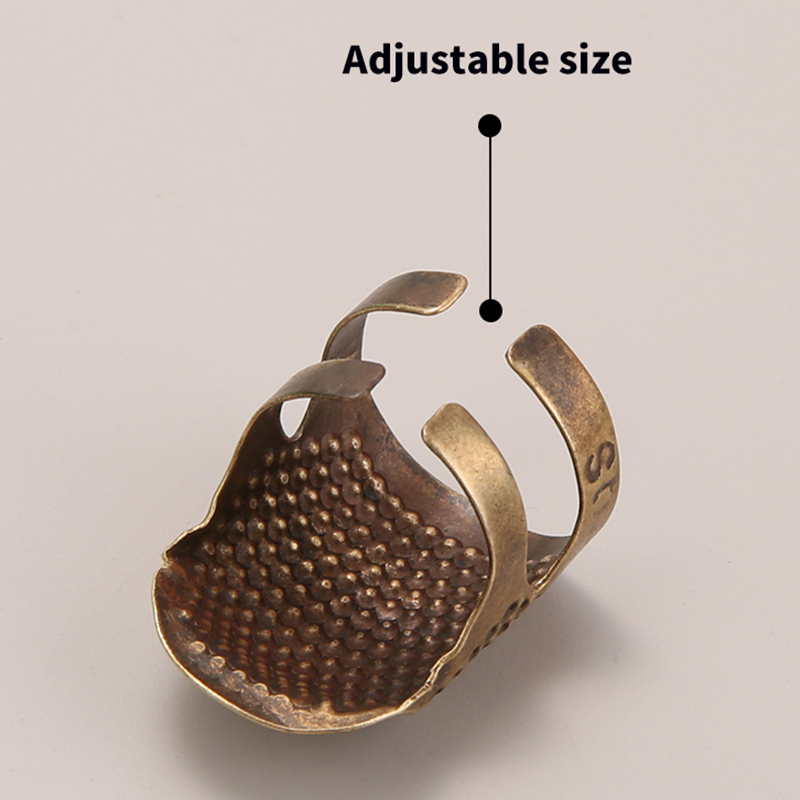 Dedal de costura vintage ajustável, bordado antiderrapante feito à mão contra anel, suporte de dedo de argola de agulha vintage