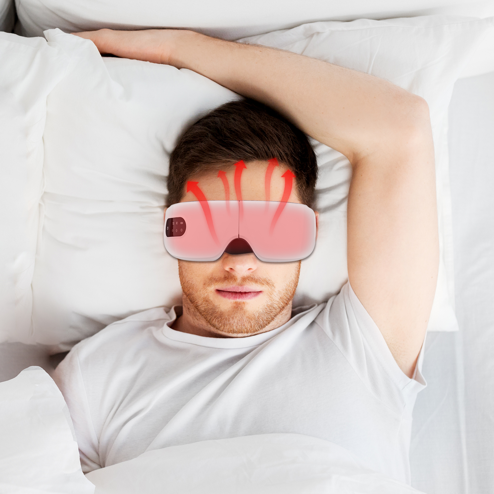 Elektrische Eye Massager Warmte Trillingen Relief Eye Strain Ingebouwde Batterij Verstelbare Elastische Band Bt Muziek Verbinding Massager