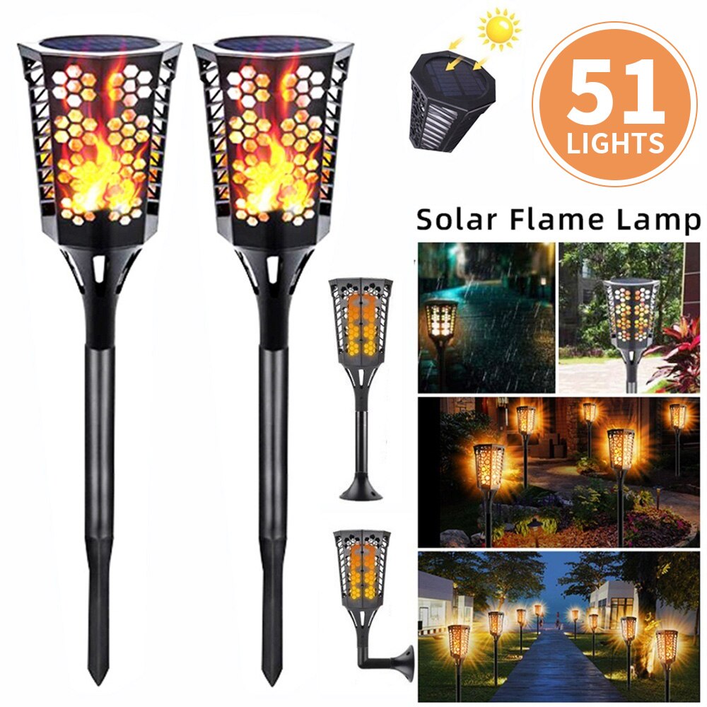 LED Solar Flame Lamp Safety IP66 600MAH Yard Lawn Night Lights Christmas Garden Landscape Lighting Outdoor Spotlight: 48LED-1Pcs