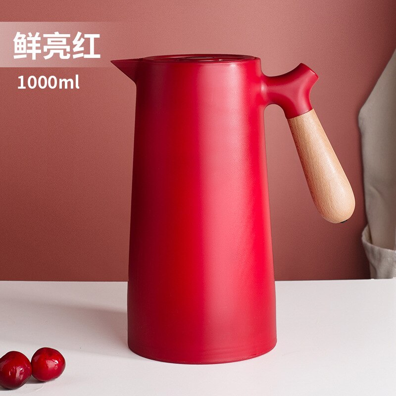 Nuovo Thermos per uso domestico in stile minimalista nordico Thermos per rivestimento in vetro forniture per cucina giapponese doppio Thermos da 1L caffettiera: red