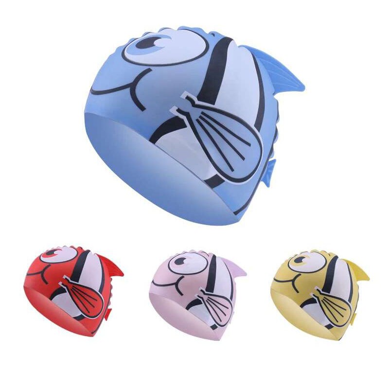 Casquette de piscine pour enfants, étanche, élastique, en Silicone, protection des oreilles, garçons et filles, chapeau de plongée, dessin animé, poisson Tropical