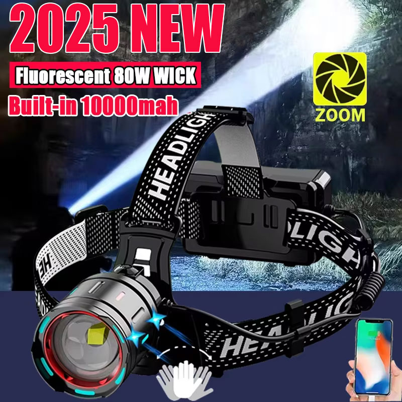 1000000 LM Leistungsstarke Stirnlampe 800 W Led Sensor Kopf Taschenlampe High Power Scheinwerfer 18650 Wiederaufladbare Kopf Laterne Angeln Camping