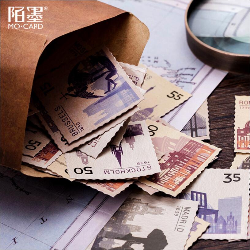 46 Pcs/box All countries Stamp set Adhesive Diy Stickers Decorative Album Diary Stick Label Decor Stationery Stickers