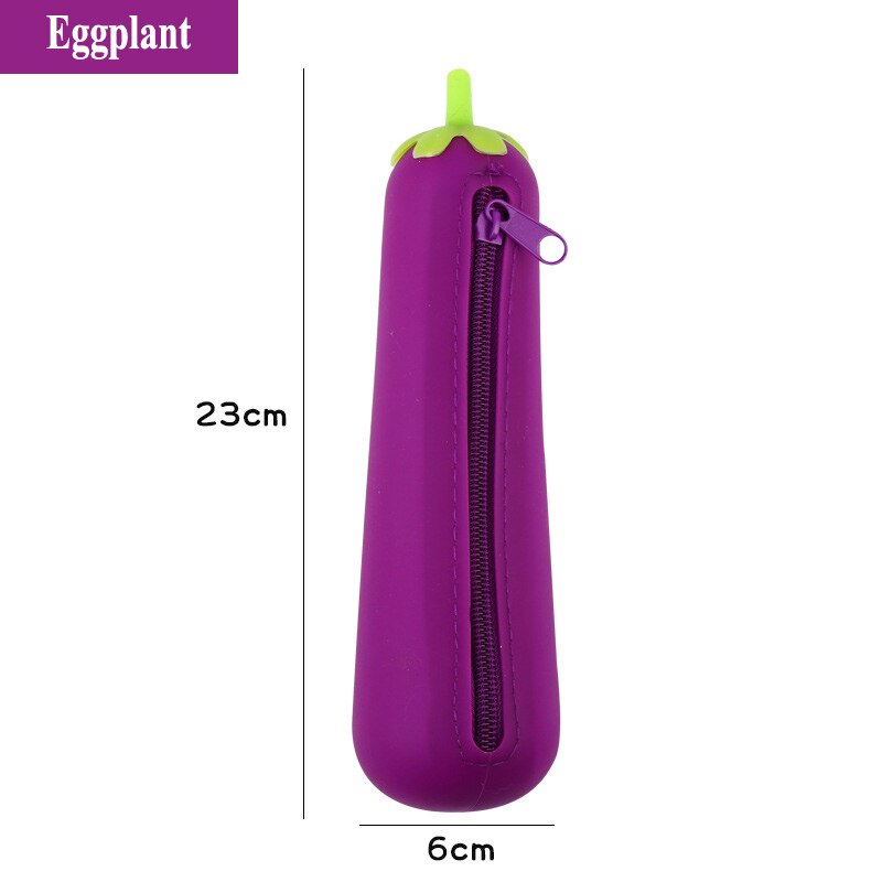 Stor kapacitet lynlås silikone penalhus aubergine ærter bønnepude majsformet studerende blyant taske opbevaringsposer pige pen taske: Aubergine