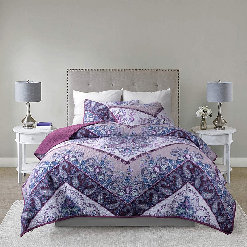 Bloemenprint Gewatteerde Sprei Op Het Bed Patchwork Dekbed Dekbed Deken Dekbed Plaid Linnen Cubrecam Bed Cover Colchas Koningin: G / Twin