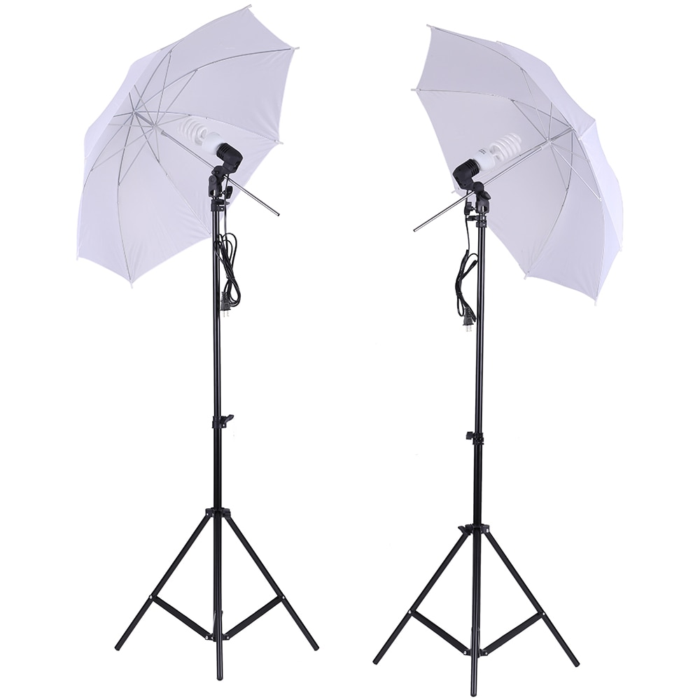 In Cz Es Fr It Photo Studio Verlichting Kit Set 2*2M Light Stand + 2*33 "Zacht Licht Paraplu + 2*45W Gloeilamp + 2 * Swivel Licht Socket