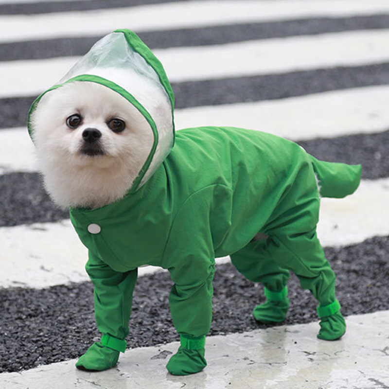 Full-Cover Hond Regenjas Een Stuk Waterdichte Hond Rainboot Kleding Voor Kleine Honden Yorkie Kostuum Puppy Jumpsuit Huisdier regent Jas