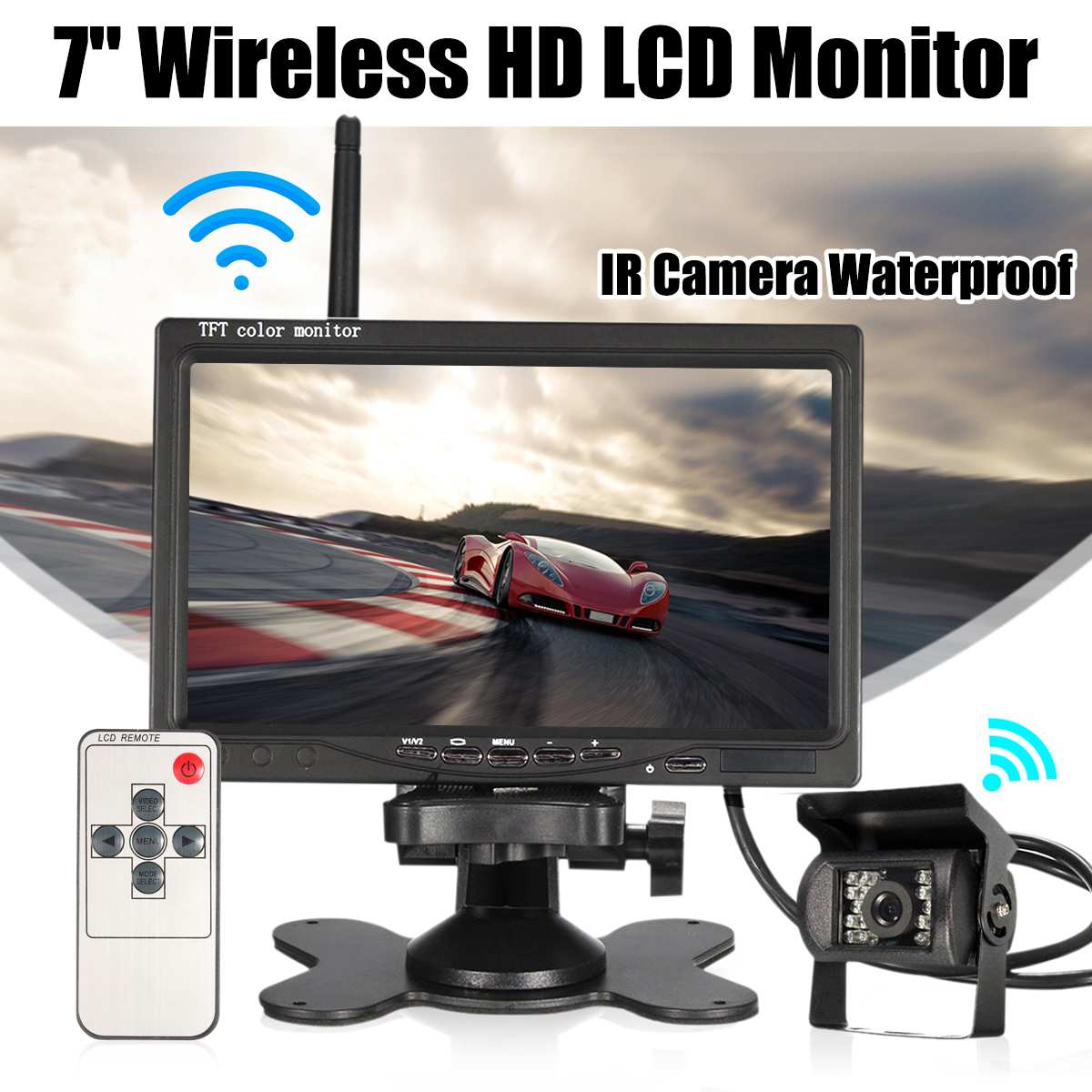 7 "Draadloze Auto Monitor Tft Lcd Auto Achteruitrijcamera Hd Truck Camera Parking System Voor Bus Rv Van reverse Backup Nachtzicht