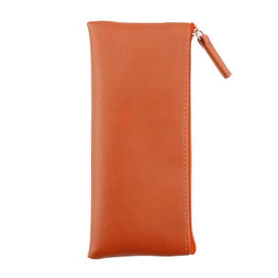 Súper recomendado, caja de lápices Simple de cuero negro dorado plateado rosa, suministros escolares, papelería Bts, bolsa de almacenamiento para , caja de lápices: Naranja