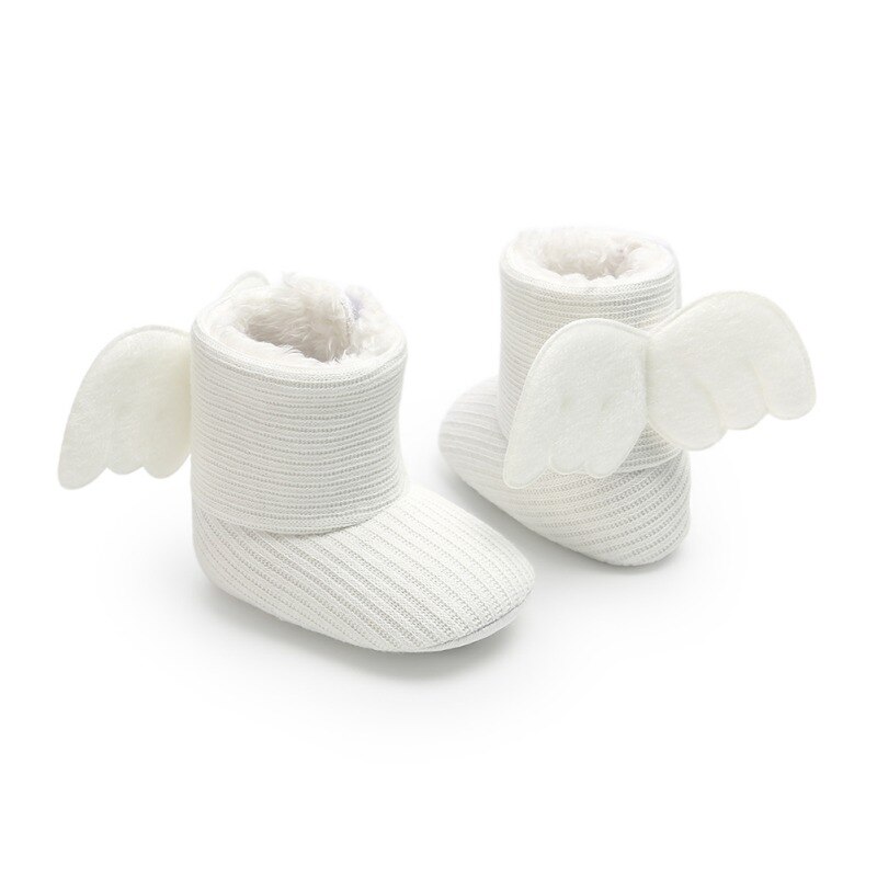 Princesa anjo meninas asas bootskids pelúcia mais grosso crochê algodão sapatos crianças botas de inverno