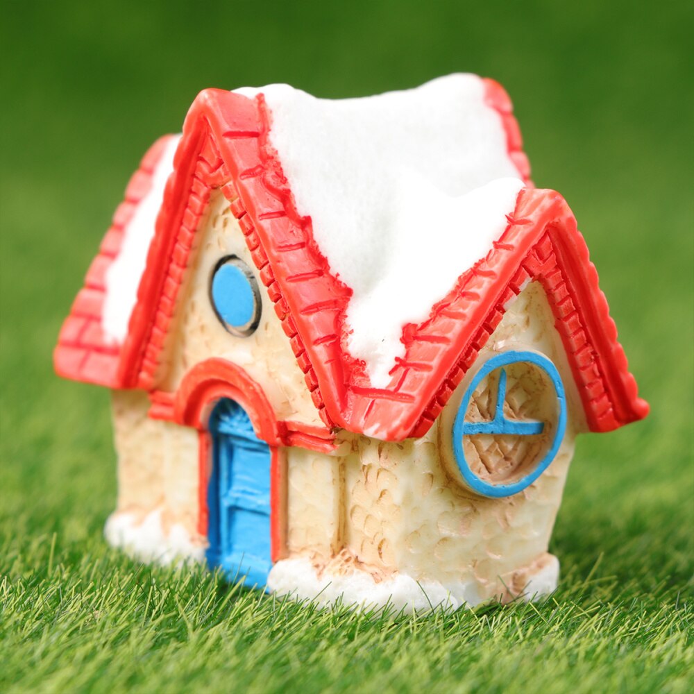 7Pcs Micro-Landschap Hars Mini Huis Craft Europese Stijl Kleine Huisje Desktop Decoratie Kerst Miniatuur Cabine Versiering