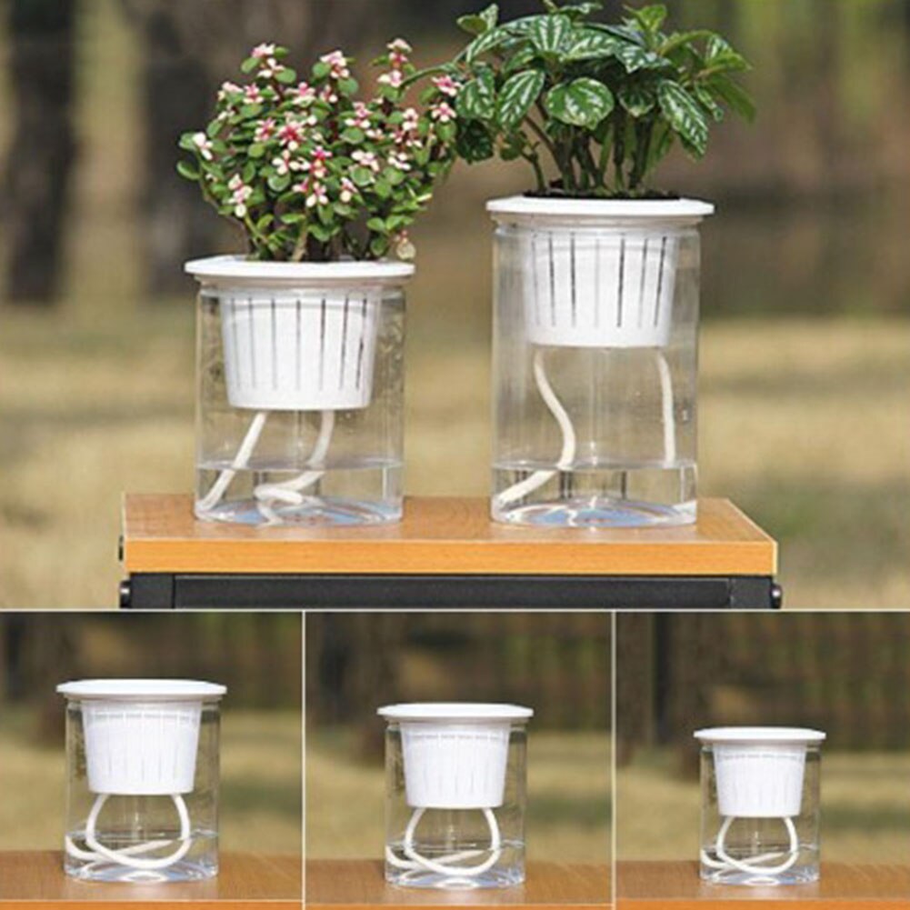 Automatisk absorptionsplantepotte selvvandende udendørs have hjem gennemsigtig blomsterpotte planter container xhc 88