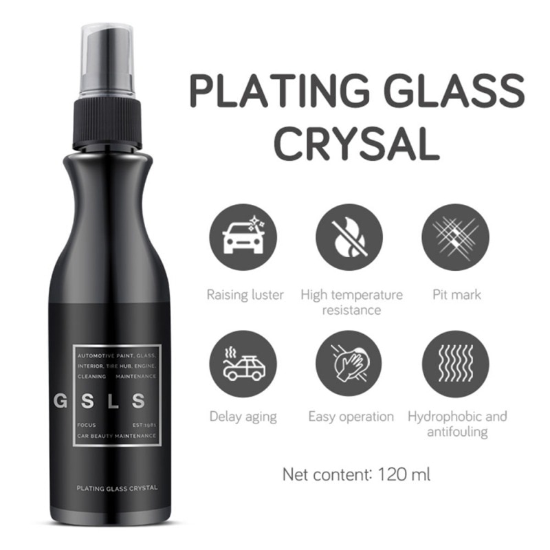 120ml auto vindrutebeläggning flytande glas nano tech bilbeläggningssats kristallhydrofobiskt regnvatten avvisar rengöring av bilfönster