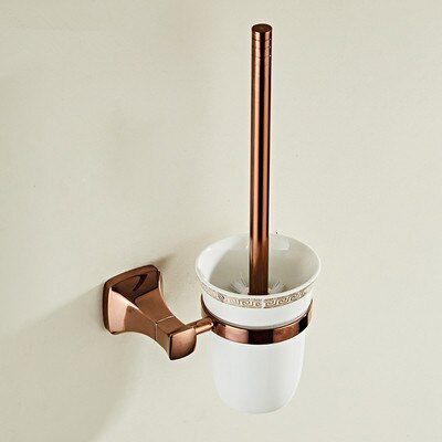 Akcesoria łazienkowe mosiądz różowe złoto kąpieli zestawy sprzętu wieszak na ręczniki, uchwyt na papier uchwyt na szczotkę wc, ręcznik Ranger, haki: toilet brush holder