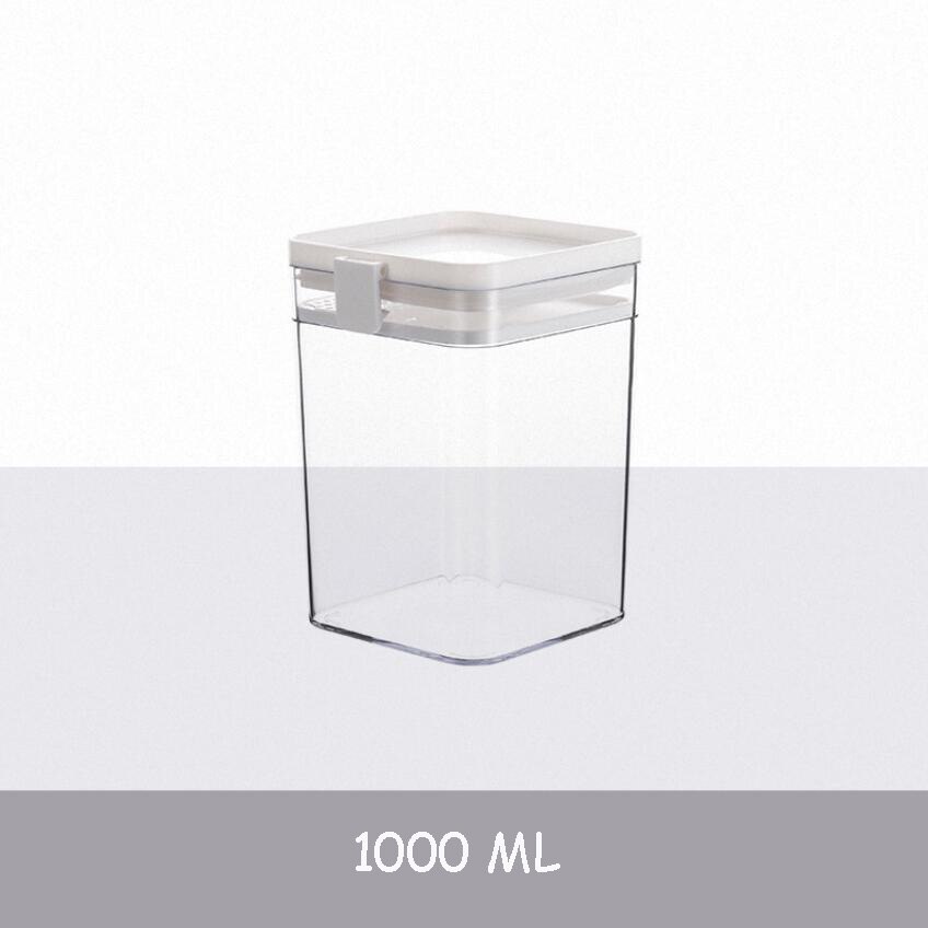 Kitchen Food Storage Sealed Container Airtight Jars with Lid for Storage Seasoning Candies Snack Cereal Pasta Tea Sealed Tank: 1000ML White