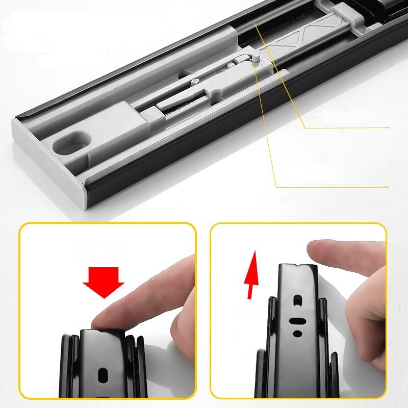 Stainless Steel Drawer Slides Three-section Rebound Slides Furniture Cushioning Damping Slides Smooth and Silent Slides
