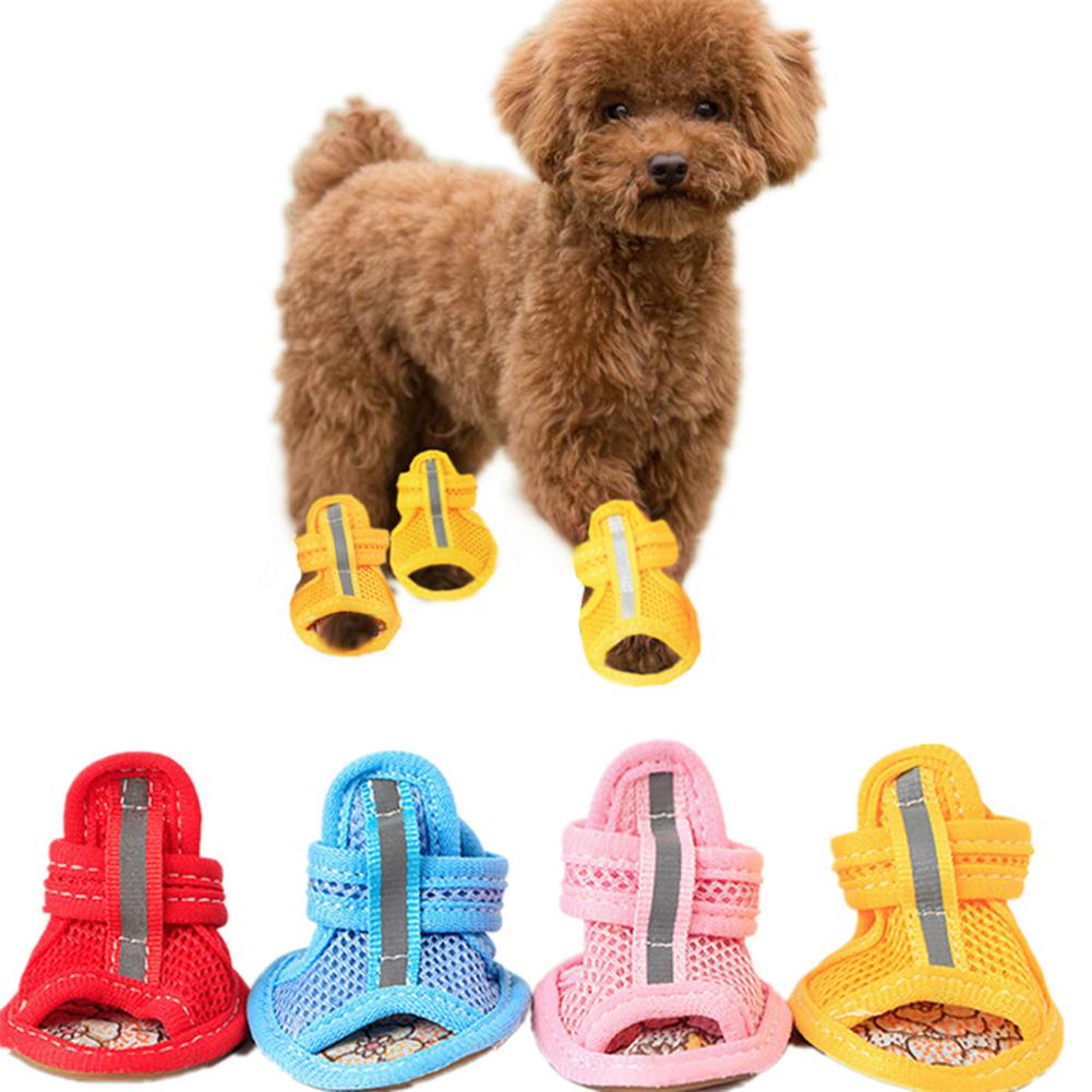 4 Stuks Rubber Mesh Katoen Ademende Anti-Slip Schoenen Huisdier Hond Puppy Sandalen