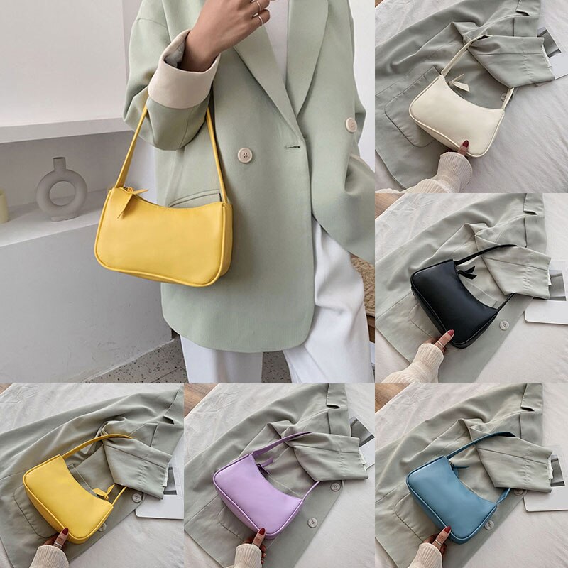 Baguette Tassen Voor Vrouwen Trendy Vintage Handtas Vrouwelijke Kleine Subaxillary Tassen Casual Retro Mini Schoudertas Wit Zwart