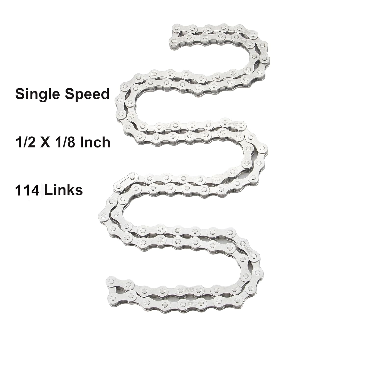 ZUKKA Bike Chain Single Speed 1 Speed Bicycle Chains Spare Parts for Bicycle 1/2" x 1/8" x 104/114 Links Bicycle Accessories