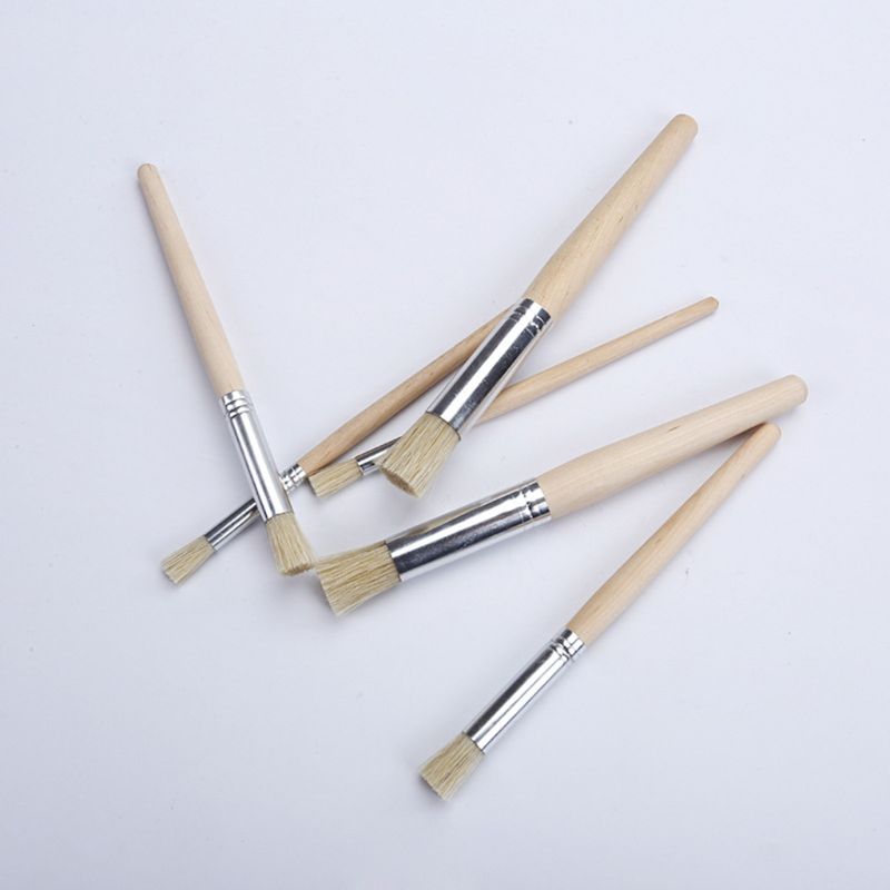 6 pièces/ensemble aquarelle peinture pochoir brosse taille différente manche en bois enfants étudiant Art fournitures