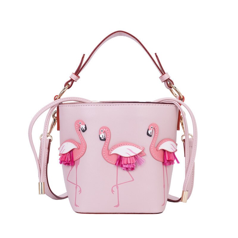 Sacs à main en cuir PU pour femmes, sac seau de styliste Flamingo, sac à bandoulière pour dames, sacs de Massage,: Pink