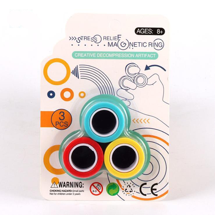 Magnetic Rings Fidget Unzip Toy Magic Ring Props Tools Children Magnetic Ring Finger Spinner Ring Adult Toys For boyfriend: 3 MIX (Random)