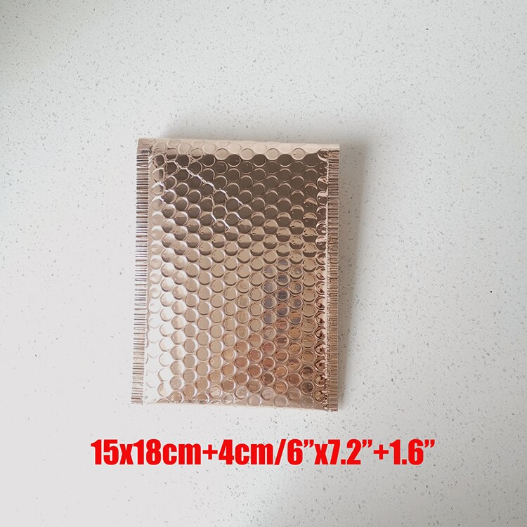 Guldrosa bubbla väska extra tjock poly vadderad bubbla kuvert 25 st 15 x 18cm/18 x 23+4cm multifunktionell mailer för paket: 15 x 18cm