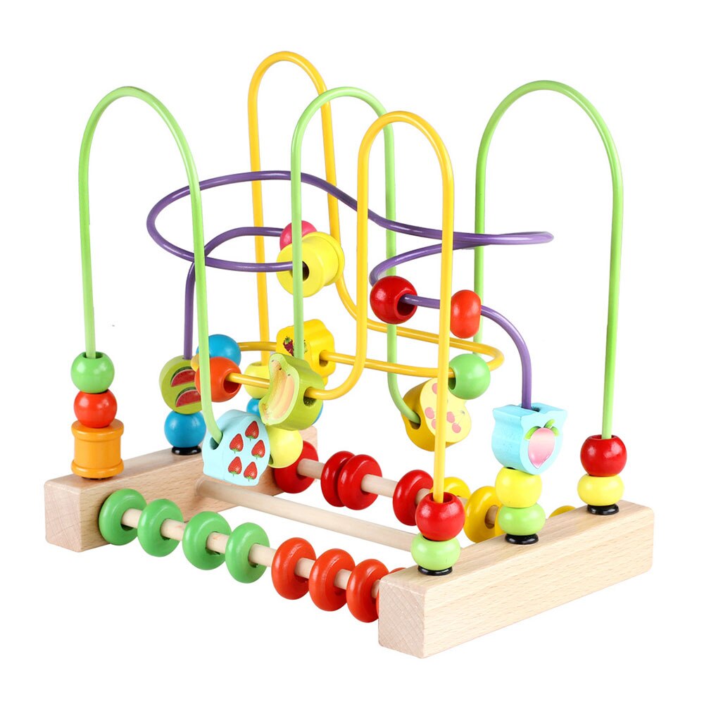 Voorschoolse Drie-Draad Fruit Groente Insect Dier Puzzel Kraal Draad Doolhof Houten Educatief Speelgoed Voor Kids Kinderen