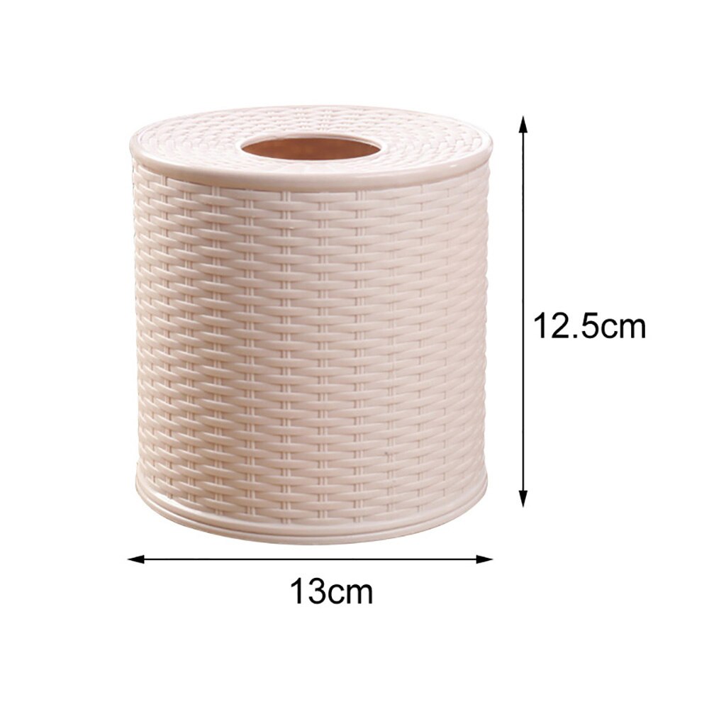 Tissue Box Toilet Bathroom Tissue Holder Rattan Surface Round Covers Living Room