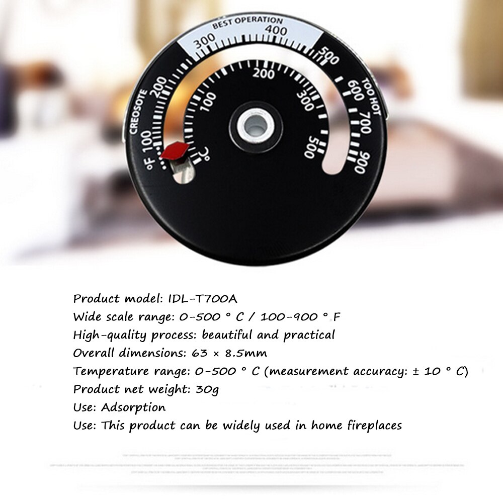 Magnetisk komfur termometer varmekraft til træ brændeovn pejs brænder pejs ventilator termometer med stort display