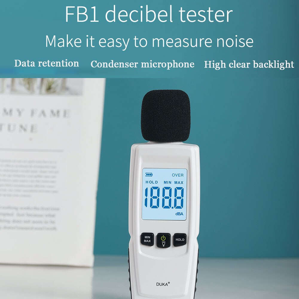 Decibel Meter Portable Digital Sound Level Reader Audio Noise Measure Device 30-130dBA with LED Display Backlight Alarm Function