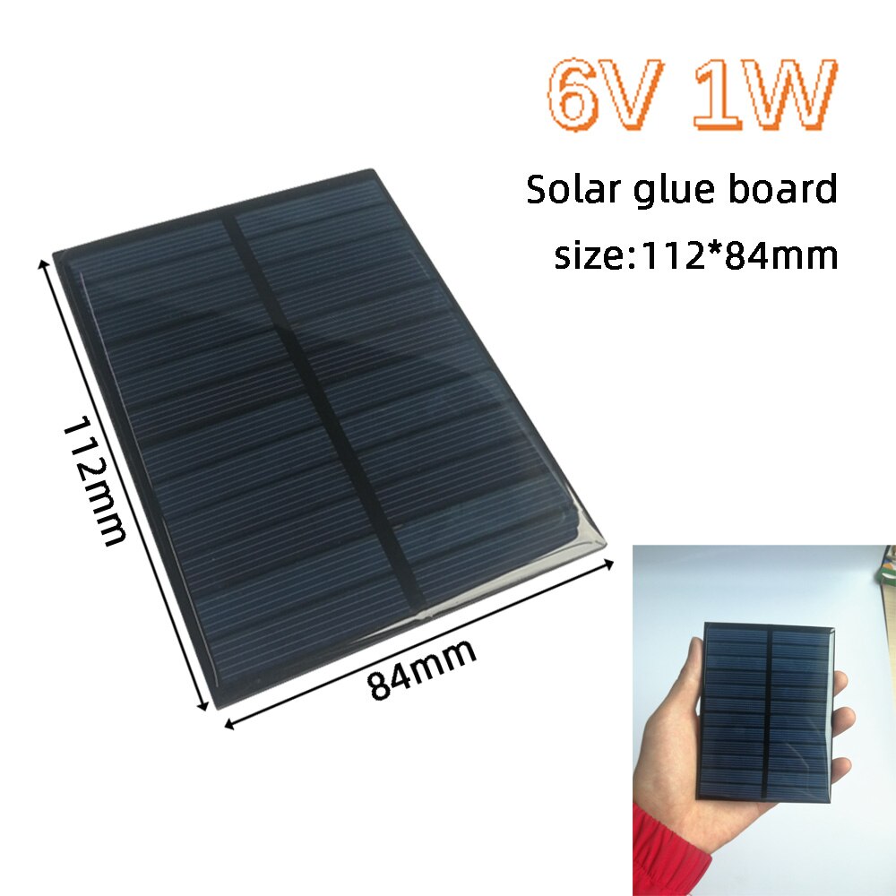 Solar Panel 0.2W 1W 1.2W 1.38W 1.4W 1.5W 1.8W Solar System For DIY Battery Cell Phone Chargers DIY toy LED light 5V 5.5V 6V 12V: 6V 1W
