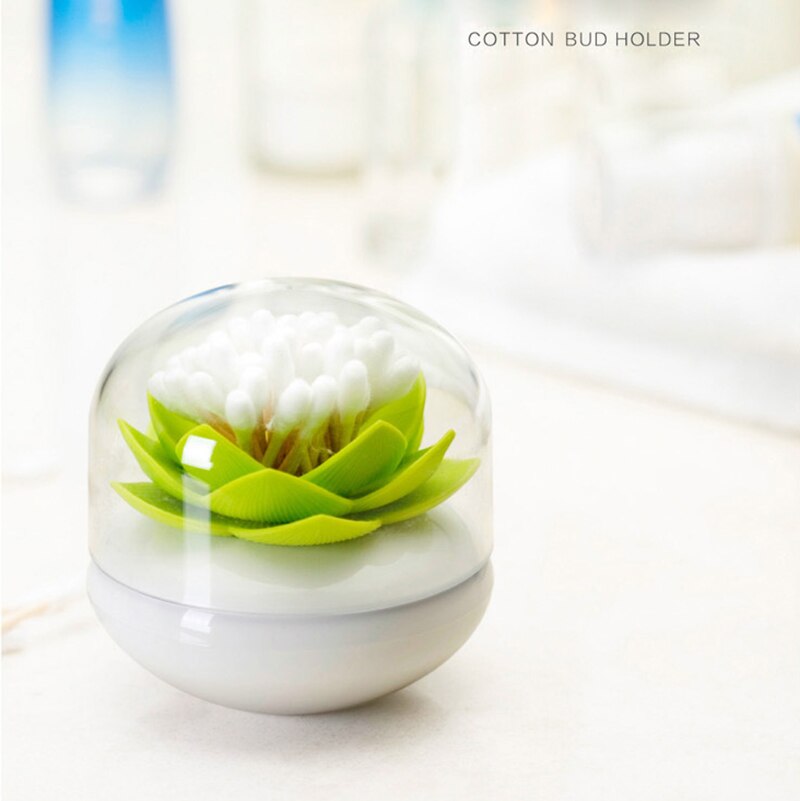 2 pièces Chic Lotus fleur coton bourgeon porte cure-dents étui coton-tige boîte décor à la maison, rose et vert