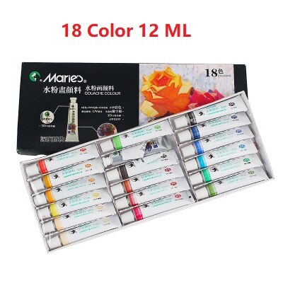 Marie's Gouache Paint Set 12/18/24/36 Colors 12ML Pigment Children Students Portable Sketch: 18 color