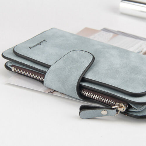 Lokale Voorraad Vrouwen Dame Lange Lederen Trifold Card Wallet Clutch Chequeboek Purse Handtas