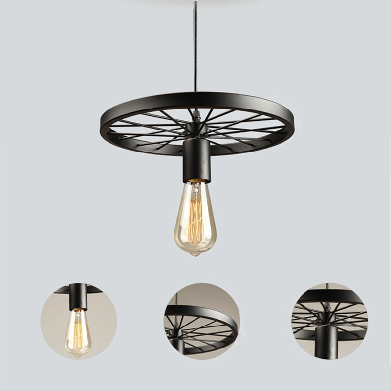 Zwarte Vintage Lamp Deense Industriële Verlichting Wiel Metalen Eetkamer Lichten voor Nordic Home Decor met E27 Lamphouder