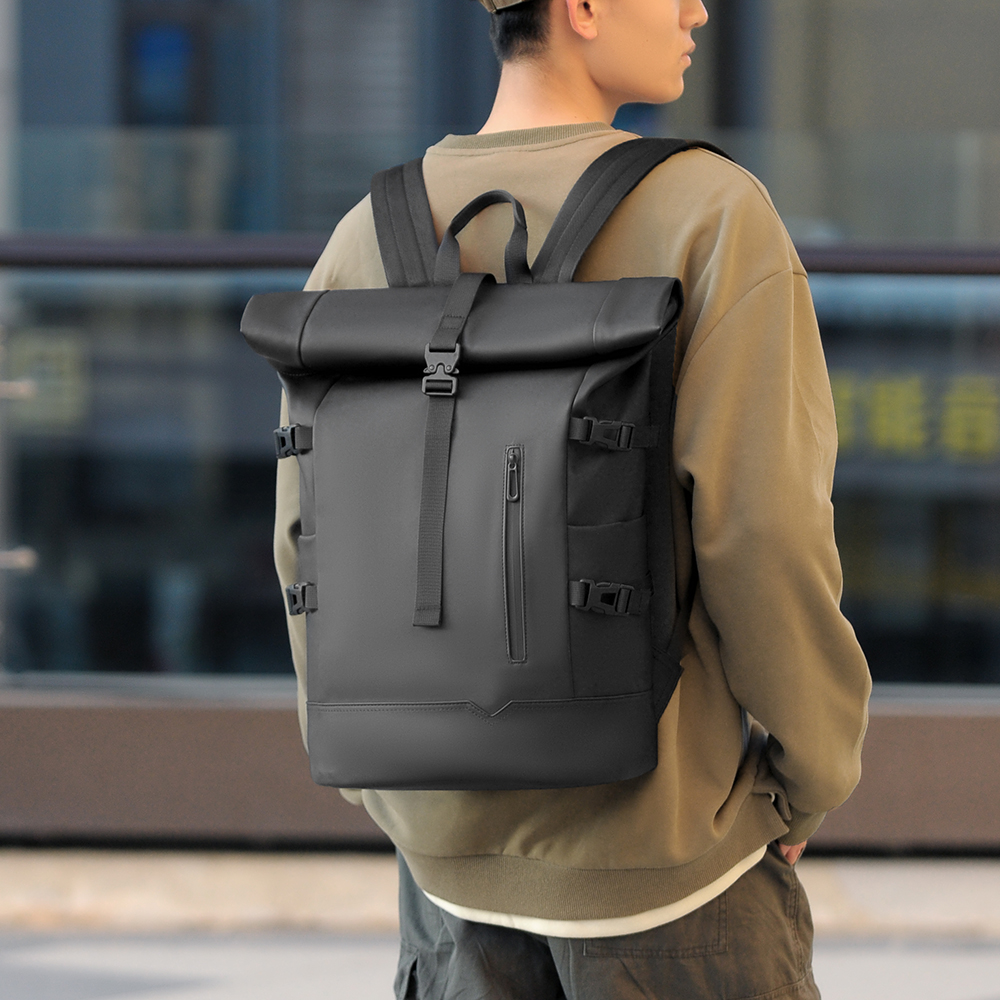 Wodoodporny, trwały plecak na zewnątrz Roll Top Fashion Casual Backpack for Hiking Travel Men Women Daily Commute