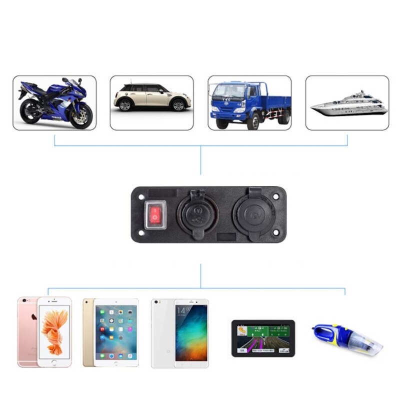 Auto Boot Truck 12V 24V 2 Usb Charger Voltmeter Schakelaar Sigarettenaansteker