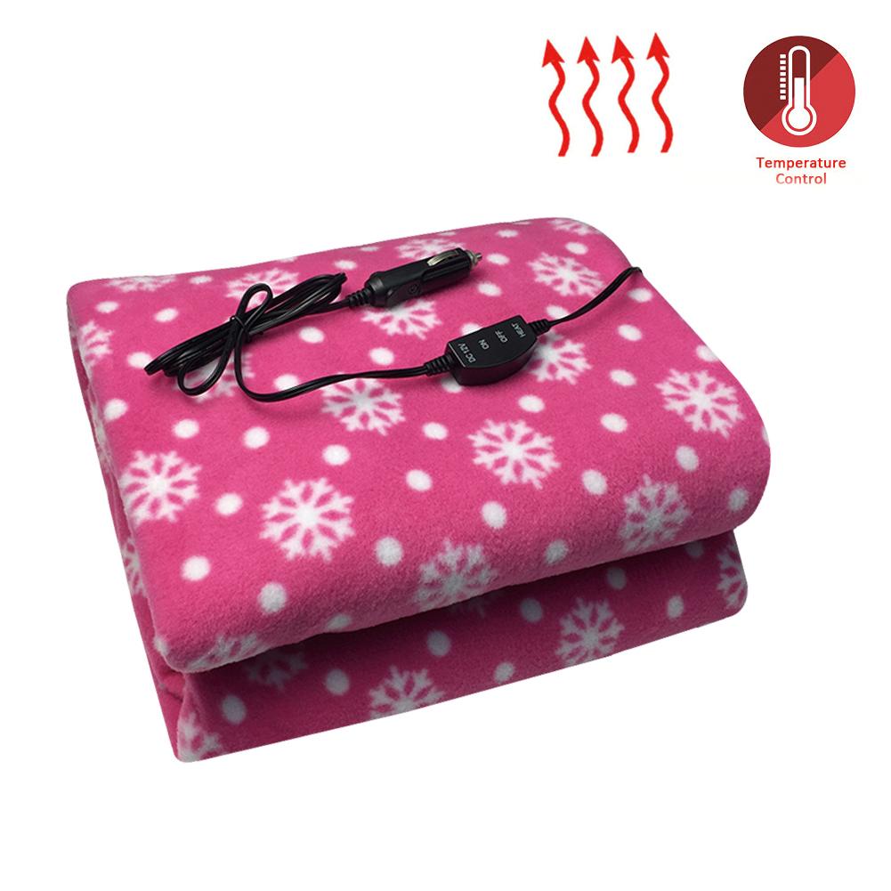 12V Car Electric Heating Blanket Car Energy Saving Warm Electric Blanket Pattern Warmth Shearing Plush Cover: Red